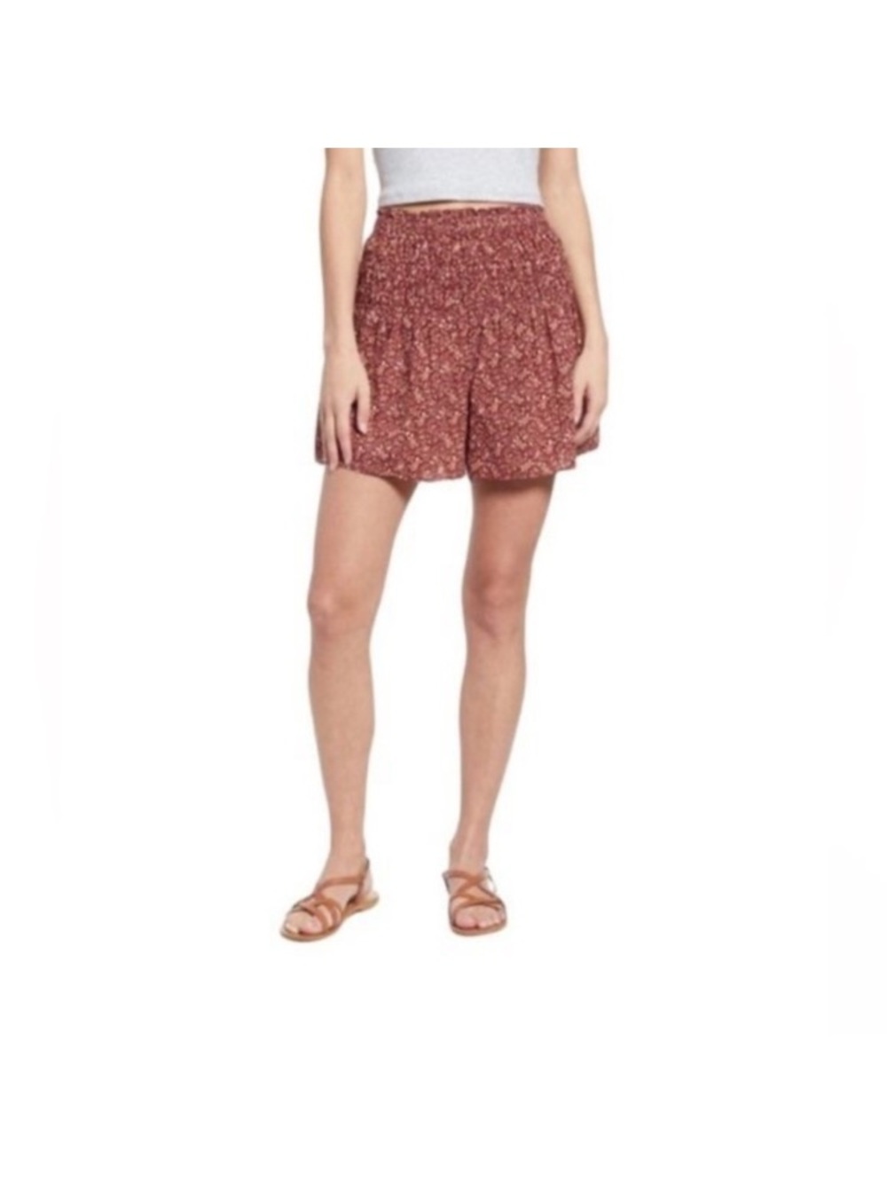 Madewell Smocked Waist Pull-On Flared Shorts in Florentine Floral size S